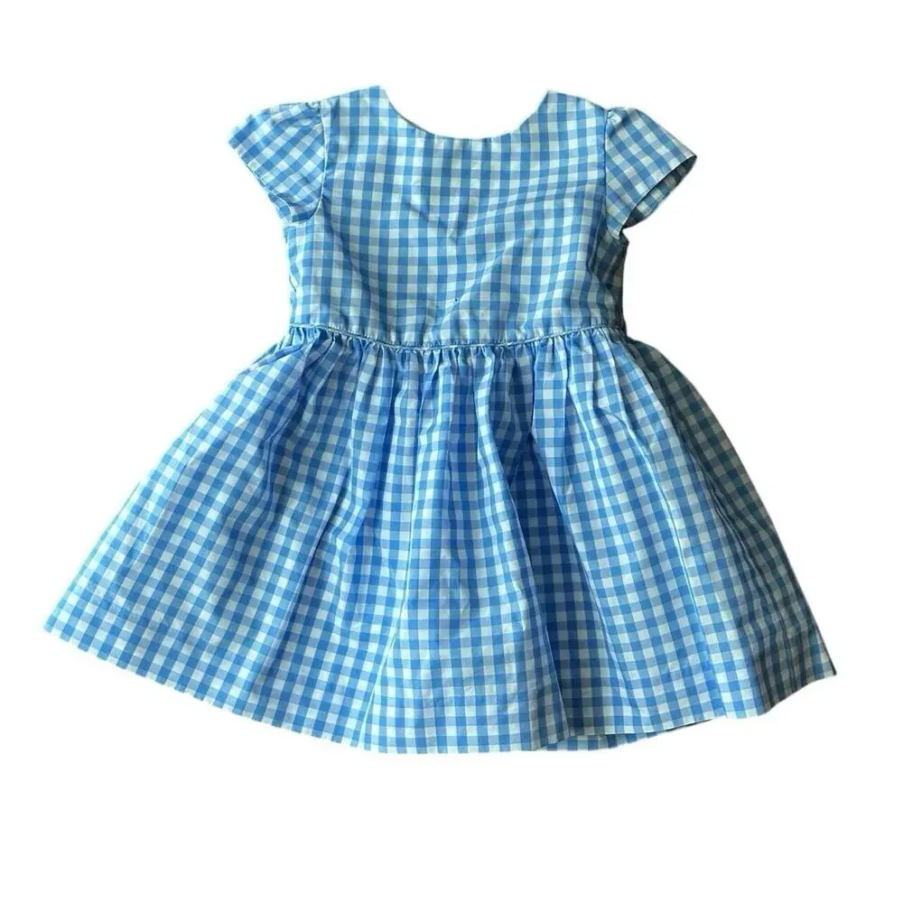 Ralph Lauren EUC Blue Plaid Check Gingham Baby Girls Dress 9M Taffeta Dorothy